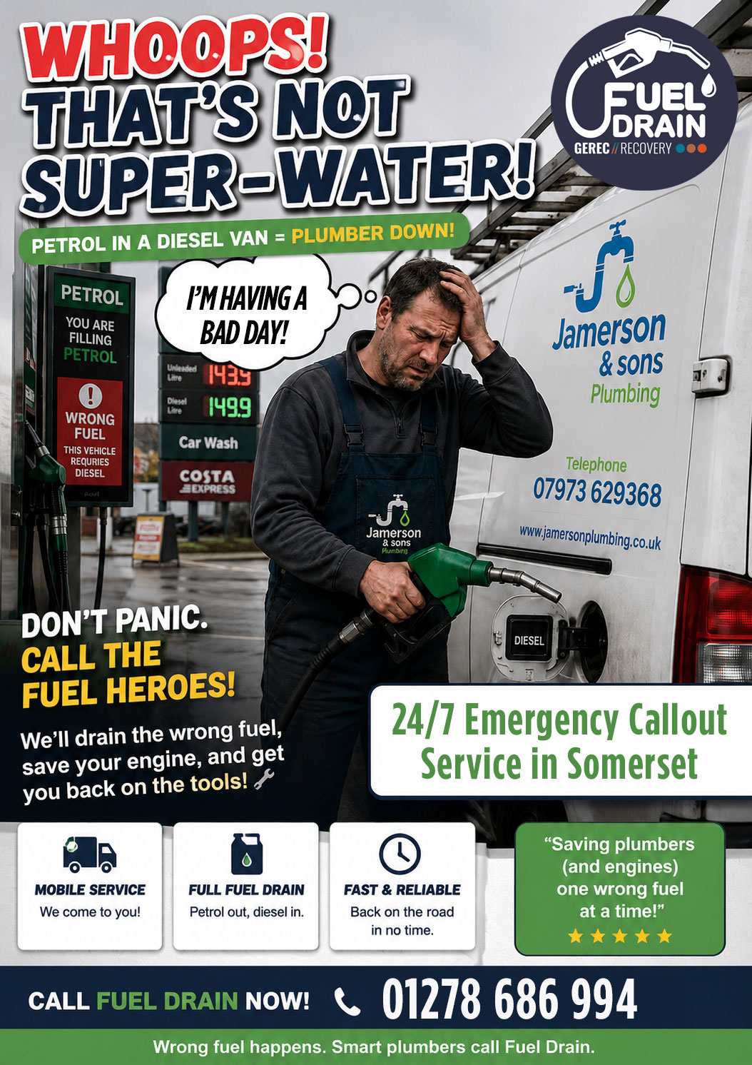 Wrong fuel drain recovery
